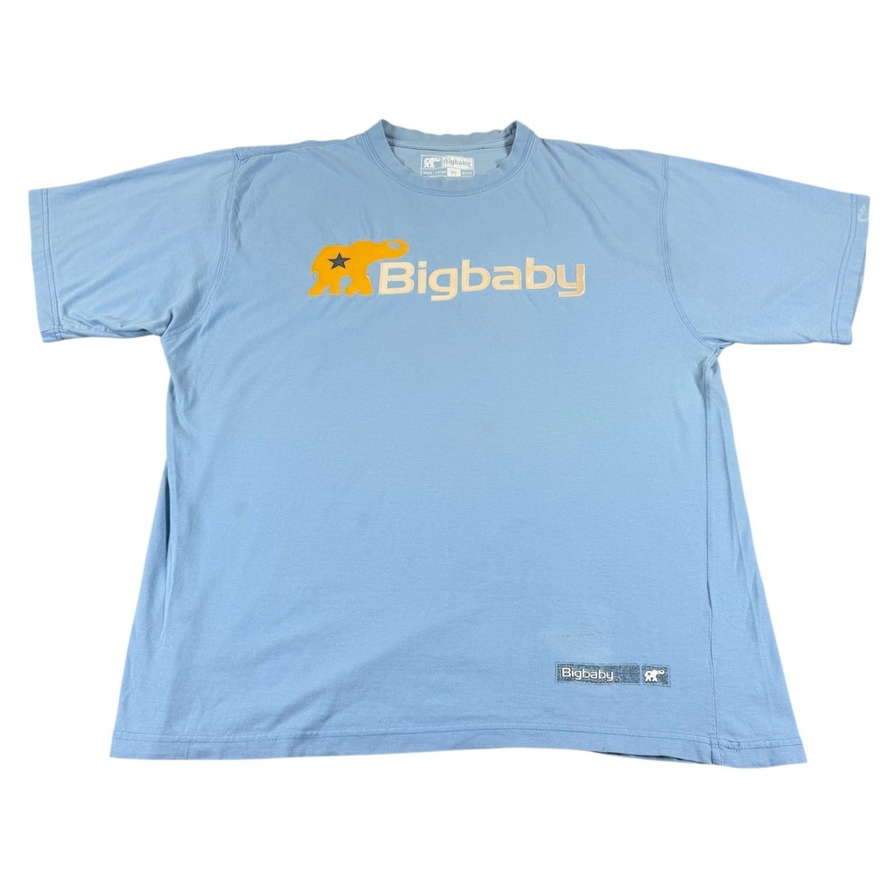 Bigbaby Men's 2XL‎ Blue Graphic T Shirt Elephant Logo Y2K Streetwear Cotton Tee